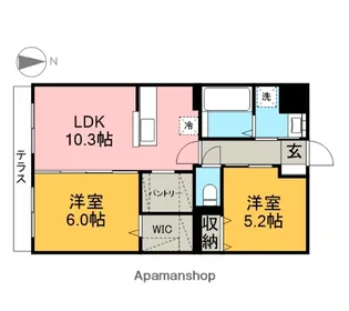 2LDKの間取り画像
