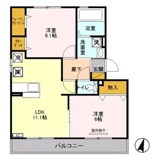 グランビューコート B【1階】の間取り