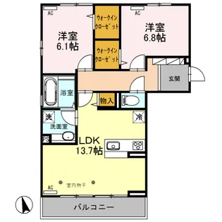 ルミエール中今泉【3階】の間取り