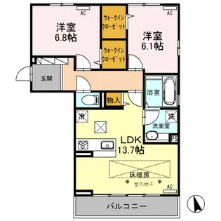 ルミエール中今泉【1階】の間取り