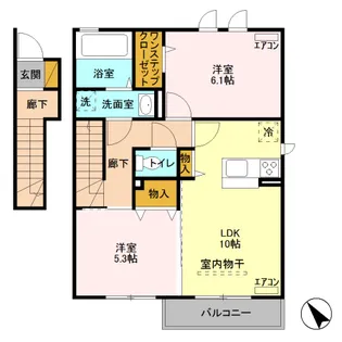 フォーゲルテラス グリューン Ⅵ【2階】の間取り