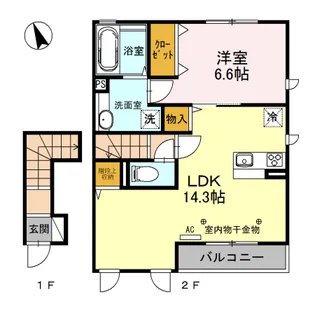 カーサ ボンジョルノ【201号室】の間取り
