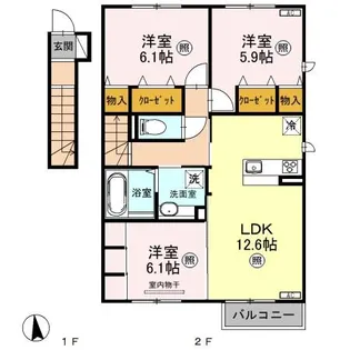 クレインII【2階】の間取り