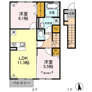 コートヤードE【2階】の間取り
