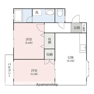 コンフォータブルB【B101号室】の間取り