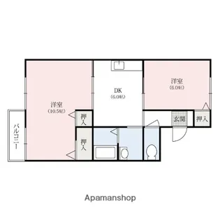 神明ハイツ【2階】の間取り