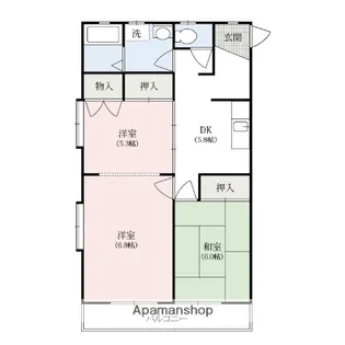 アネックス21西砂原後【A202号室】の間取り