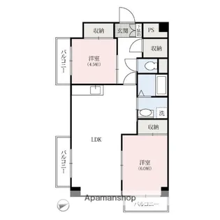 マンションクレスト【605号室】の間取り