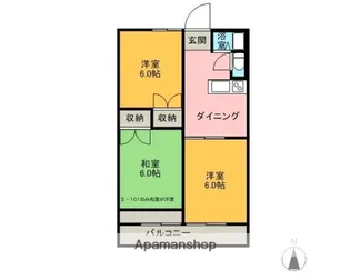 タウンK.N Ⅱ【2-102号室】の間取り