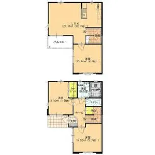 ケースクエアーイーストB【1号室】の間取り