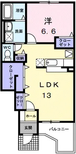 エコール プロムナードB【1階】の間取り