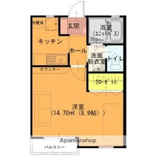 グレイスコート朝倉B棟【202号室】の間取り