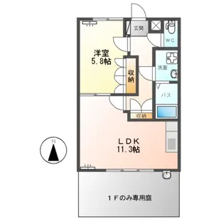 1LDKの間取り画像