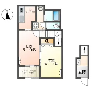 仮)館林市朝日町アパート【2階】の間取り