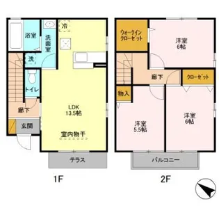 群馬県高崎市浜尻町【テラスハウス】の間取り