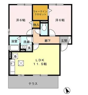 クレストコート AB【1階】の間取り