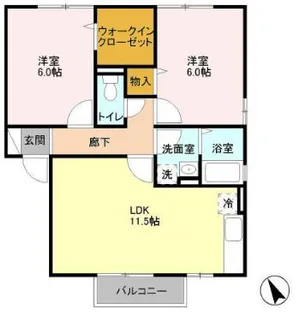 クレストコート AB【2階】の間取り