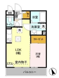 シャトル ブラン【102号室】の間取り