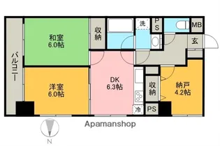 鞘町シティハウス【9階】の間取り