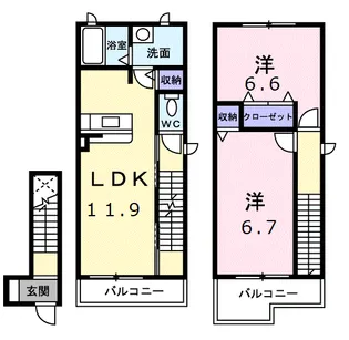 ウエストヴィレッジ【2階】の間取り