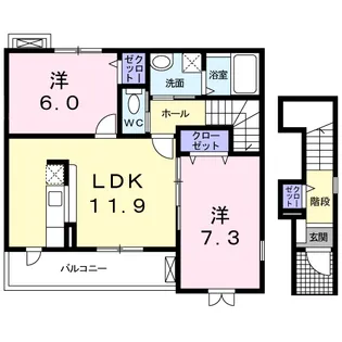 リュブミラーカⅡA【2階】の間取り
