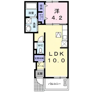 アパートメントこころ【1階】の間取り