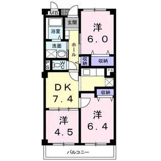 シャン・ド・フルール【3階】の間取り