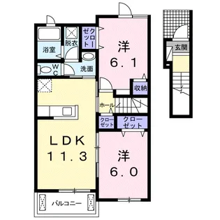 パープル ヒルA【2階】の間取り