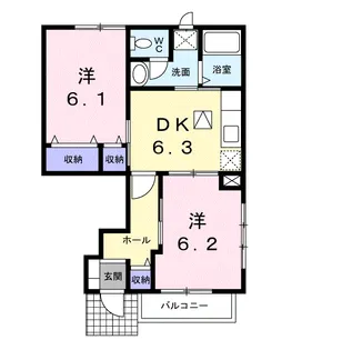 コスモスB【1階】の間取り