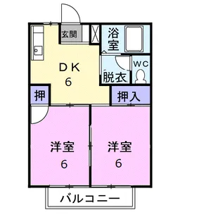 田胡ハイツ B【2階】の間取り