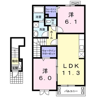R’SーⅡ B【2階】の間取り