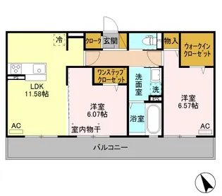 クレアシオン城北【3階】の間取り