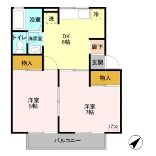 コーポ七曲り D【1階】の間取り