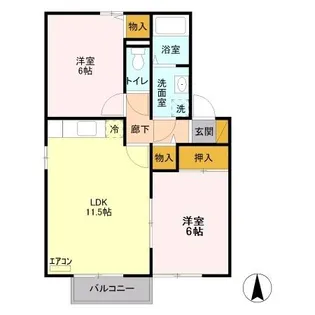 サンライズヒルC【1階】の間取り