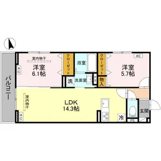 DーRESISIA大橋【1階】の間取り