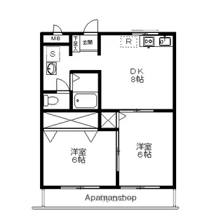 メロータウン【Ⅲ102号室】の間取り