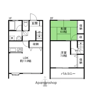 群馬県前橋市敷島町【テラスハウス】の間取り