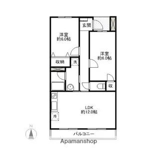 ラーレ前橋AB【A201号室】の間取り