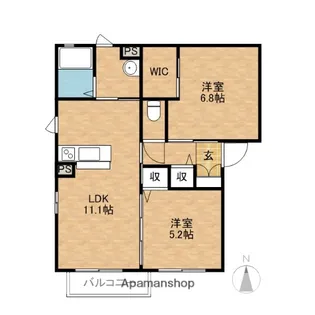 ラウンドパディーA・B・C・D【2階】の間取り