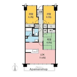 ハートフィールズ南町【1階】の間取り