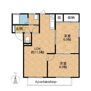 ラ・フランスC・D【1階】の間取り