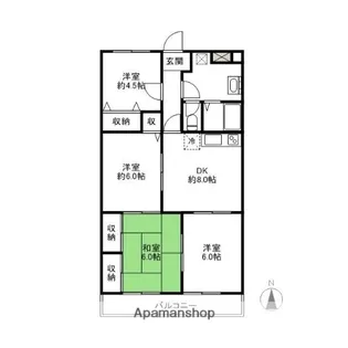 フラワーマンション【601号室】の間取り