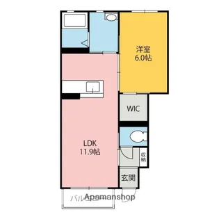 群馬県前橋市下大島町【アパート】の間取り
