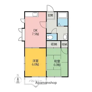 シティハイツ百軒町AB【B102号室】の間取り