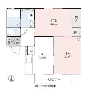 群馬県前橋市下細井町【アパート】の間取り