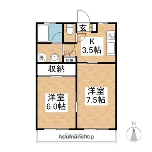 福室マンション【1階】の間取り