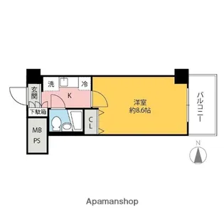 コスモ前橋【407号室】の間取り