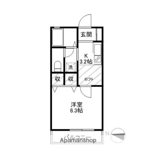 カーサ三俣【201号室】の間取り