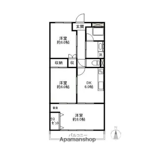 シャンボールとみざわⅠ・Ⅱ【Ⅰ306号室】の間取り