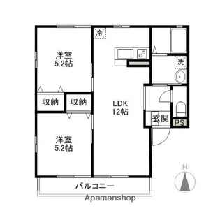 サンシティ高井A・B【B102号室】の間取り